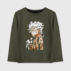 Лонгслив хлопковый детский Луффи пятый гир, цвет: меланж-хаки