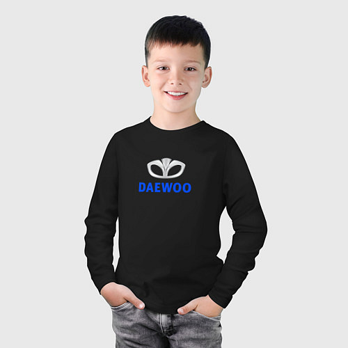 Детский лонгслив Daewoo sport auto logo / Черный – фото 3