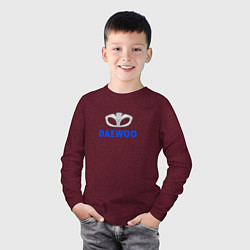 Лонгслив хлопковый детский Daewoo sport auto logo, цвет: меланж-бордовый — фото 2