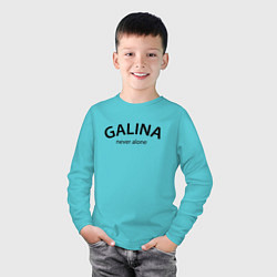 Лонгслив хлопковый детский Galina never alone - motto, цвет: бирюзовый — фото 2