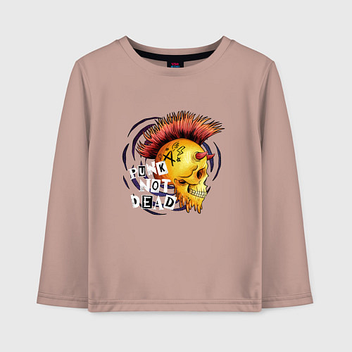 Детский лонгслив Череп панка с рогами / Пыльно-розовый – фото 1
