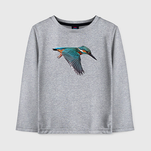 Детский лонгслив Зимородок летит / Меланж – фото 1