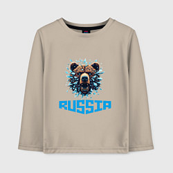 Лонгслив хлопковый детский Russian bear head, цвет: миндальный