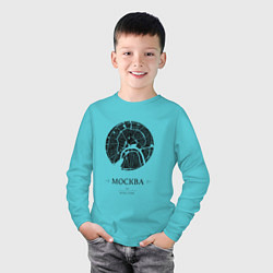 Лонгслив хлопковый детский Меридианы - Москва, цвет: бирюзовый — фото 2