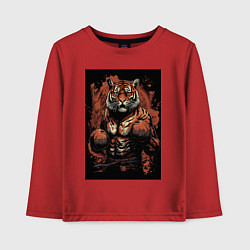 Детский лонгслив Тайский бокс тигр в стойке