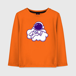 Лонгслив хлопковый детский Космонавт на облачке, цвет: оранжевый