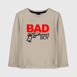 Лонгслив хлопковый детский Bad boy with gun, цвет: миндальный