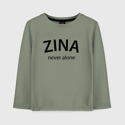 Лонгслив хлопковый детский Zina never alone - motto, цвет: авокадо