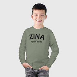 Лонгслив хлопковый детский Zina never alone - motto, цвет: авокадо — фото 2