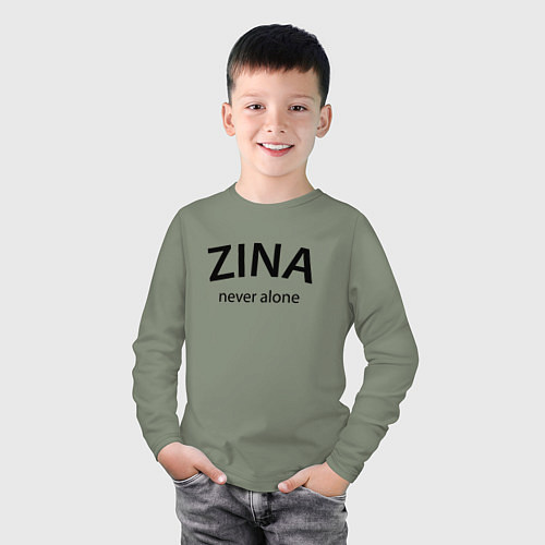 Детский лонгслив Zina never alone - motto / Авокадо – фото 3
