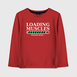 Лонгслив хлопковый детский Загрузка мышц спорт, цвет: красный