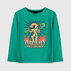 Лонгслив хлопковый детский Астронавт - исследователь космоса, цвет: зеленый