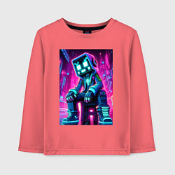 Лонгслив хлопковый детский Minecraft - dude in the neon city, цвет: коралловый
