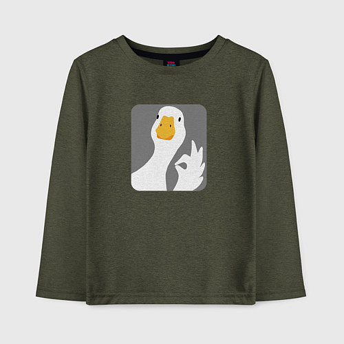 Детский лонгслив Гусь-нормусь / Меланж-хаки – фото 1