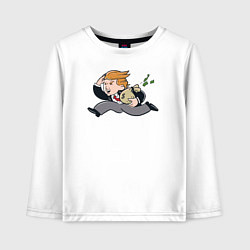Лонгслив хлопковый детский Money Trump, цвет: белый