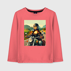 Детский лонгслив Mona Lisa on a motorcycle - ai art