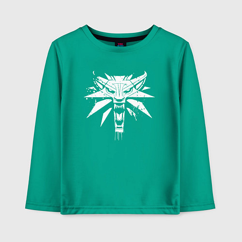 Детский лонгслив Голова волка в стили граффити / Зеленый – фото 1