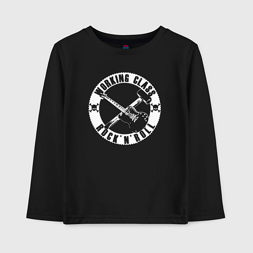 Детский лонгслив Рабочий класс рок-н-ролла / Черный – фото 1