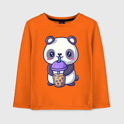 Лонгслив хлопковый детский Panda drink, цвет: оранжевый