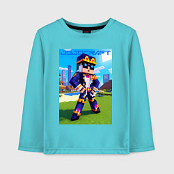 Лонгслив хлопковый детский Jotaro Kujo and Minecraft - collaboration, цвет: бирюзовый