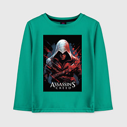 Лонгслив хлопковый детский Assassins creed красные пятна, цвет: зеленый