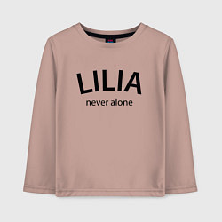 Лонгслив хлопковый детский Lilia never alone - motto, цвет: пыльно-розовый