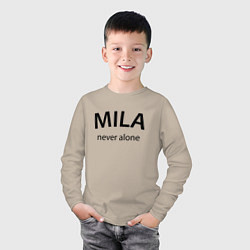 Лонгслив хлопковый детский Mila never alone - motto, цвет: миндальный — фото 2