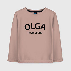 Лонгслив хлопковый детский Olga never alone - motto, цвет: пыльно-розовый