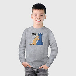 Лонгслив хлопковый детский Кот Басимус и шахматная ладья, цвет: меланж — фото 2