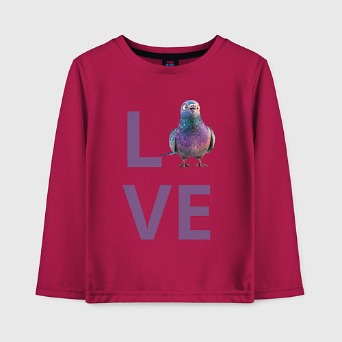 Детский лонгслив Любовь к голубям / Маджента – фото 1