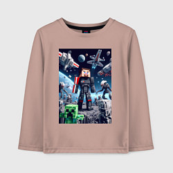 Лонгслив хлопковый детский Minecraft and Mass effect - collaboration ai art, цвет: пыльно-розовый