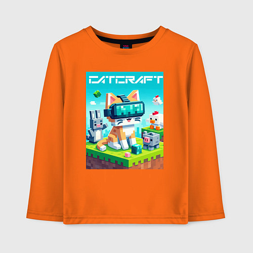 Детский лонгслив Catcraft - collaboration ai art / Оранжевый – фото 1