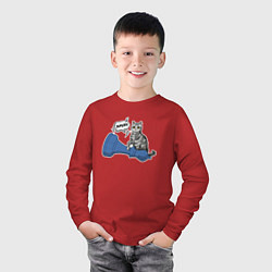 Лонгслив хлопковый детский Кошка Баунти и шахматный слон, цвет: красный — фото 2