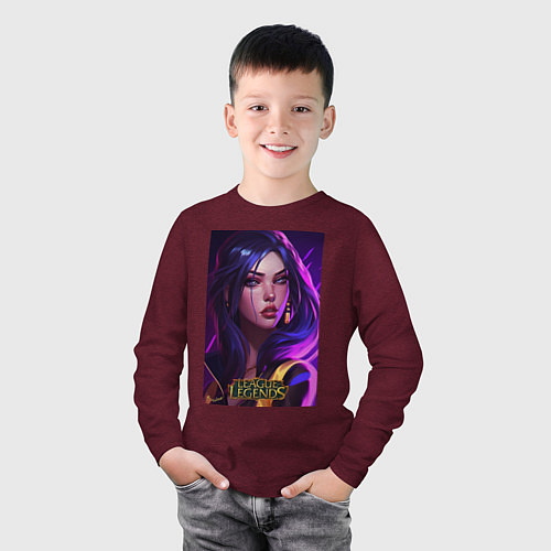 Детский лонгслив League of Legends Kaisa Kda / Меланж-бордовый – фото 3