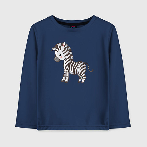 Детский лонгслив Маленькая зебра / Тёмно-синий – фото 1