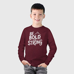 Лонгслив хлопковый детский Будь смелым и сильным, цвет: меланж-бордовый — фото 2
