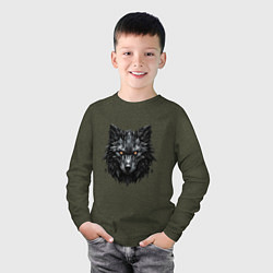 Лонгслив хлопковый детский Графитовый волк, цвет: меланж-хаки — фото 2