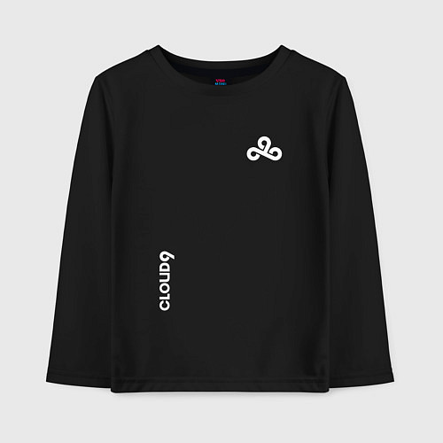 Детский лонгслив Cloud9 - white logo / Черный – фото 1