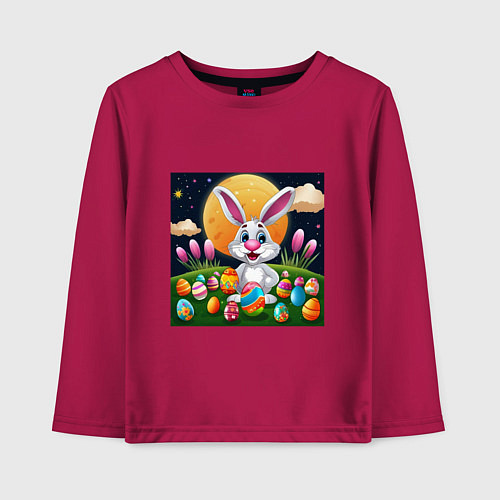 Детский лонгслив Ушастик и луна / Маджента – фото 1