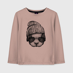 Лонгслив хлопковый детский Кролик-хипстер, цвет: пыльно-розовый
