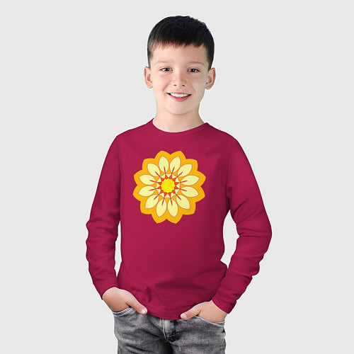 Детский лонгслив Желтый векторный цветок / Маджента – фото 3