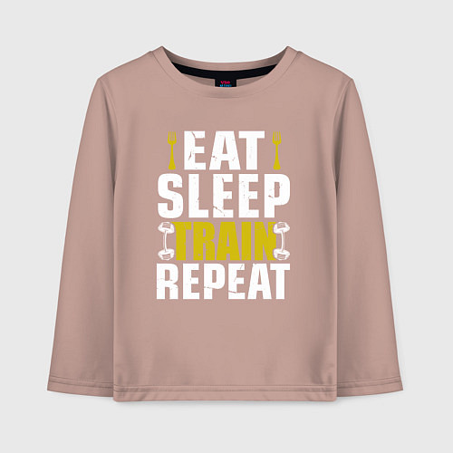 Детский лонгслив Eat sleep train / Пыльно-розовый – фото 1