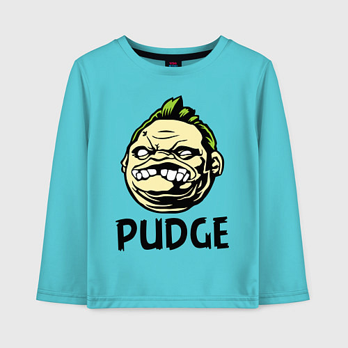 Детский лонгслив Pudge Face / Бирюзовый – фото 1