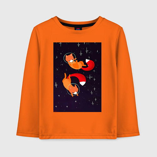 Детский лонгслив Лисы в невесомости / Оранжевый – фото 1