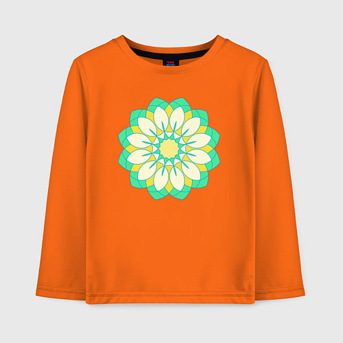 Детский лонгслив Мандала зеленых оттенков / Оранжевый – фото 1