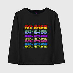 Лонгслив хлопковый детский Social distancing - социальная дистанция, цвет: черный