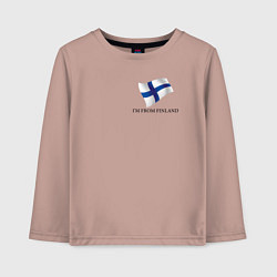 Лонгслив хлопковый детский Im from Finland - motto, цвет: пыльно-розовый