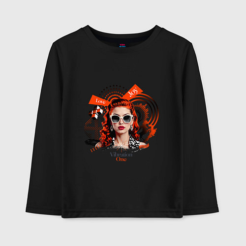 Детский лонгслив Vibration One - red-haired girl / Черный – фото 1