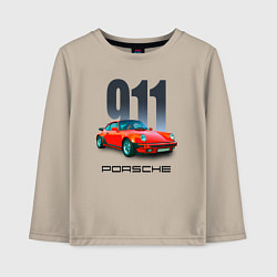 Лонгслив хлопковый детский Porsche 911 спортивный немецкий автомобиль, цвет: миндальный