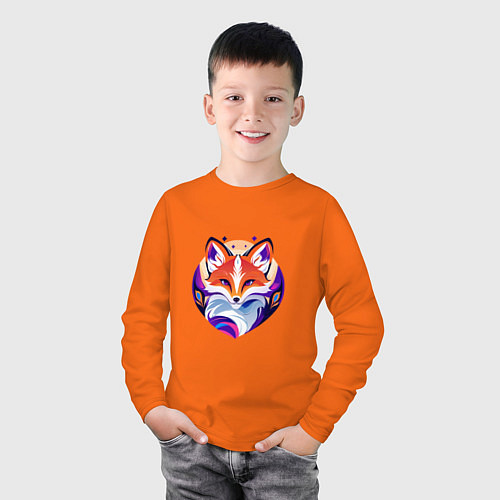 Детский лонгслив Яркий портрет лисы / Оранжевый – фото 3